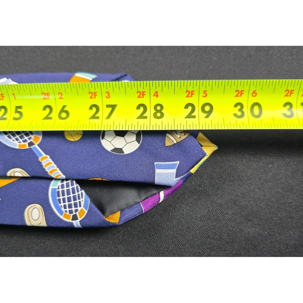 Save the Children Originals Randa Corp Silk Tie Navy Blue Sports Play Ball Motif
